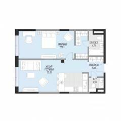 ЖК «Садовническая 69», планировка 1-комнатной квартиры, 71.71 м²