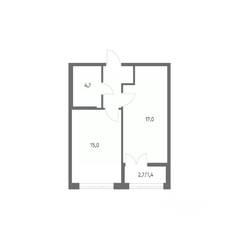 ЖК «NEWПИТЕР», планировка 1-комнатной квартиры, 42.40 м²