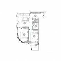 ЖК «UNO. Соколиная гора», планировка 3-комнатной квартиры, 63.50 м²