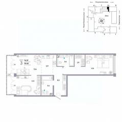 ЖК «Страна.Озерная», планировка 3-комнатной квартиры, 76.07 м²