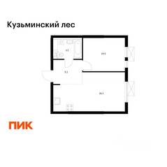 ЖК «Кузьминский лес», планировка 1-комнатной квартиры, 37.50 м²