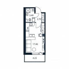 ЖК «Полис ЛАВрики», планировка студии, 23.40 м²