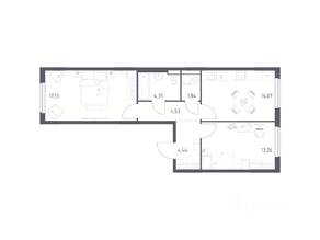 ЖК «Горки Парк», планировка 2-комнатной квартиры, 60.04 м²