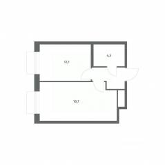 ЖК «Парусная 1», планировка 1-комнатной квартиры, 39.20 м²