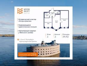МЖК «Кронфорт. Центральный», планировка 2-комнатной квартиры, 59.92 м²