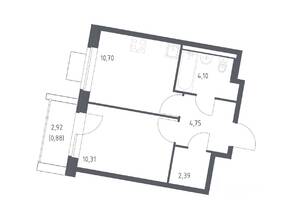 ЖК «Квартал Западный», планировка 1-комнатной квартиры, 33.13 м²