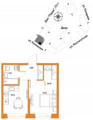 ЖК «Страна.Парковая», планировка 1-комнатной квартиры, 34.41 м²