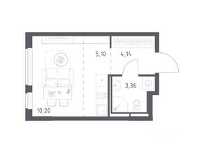 ЖК «Мытищи Парк», планировка студии, 22.80 м²