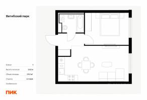 ЖК «Витебский парк», планировка 1-комнатной квартиры, 39.50 м²