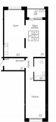 ЖК «Сибирь», планировка 2-комнатной квартиры, 74.90 м²