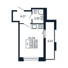 ЖК «Полис Новоселье», планировка студии, 25.52 м²