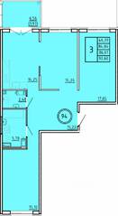 МЖК «Образцовый квартал 16», планировка 3-комнатной квартиры, 84.04 м²