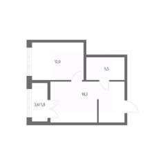 ЖК «NEWПИТЕР», планировка 1-комнатной квартиры, 37.50 м²