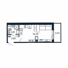 ЖК «Полис ЛАВрики», планировка студии, 23.20 м²
