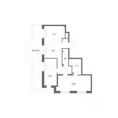 ЖК «Парусная 1», планировка 3-комнатной квартиры, 79.70 м²