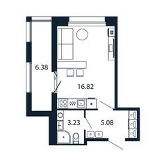 ЖК «Полис Новоселье», планировка студии, 25.00 м²