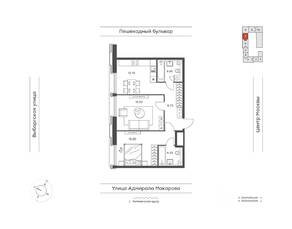 ЖК «INJOY», планировка 2-комнатной квартиры, 61.20 м²