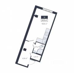 ЖК «Ромашки», планировка студии, 28.80 м²