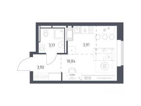 ЖК «Большое Путилково», планировка студии, 21.82 м²