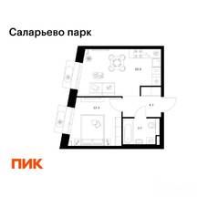 ЖК «Саларьево парк», планировка 1-комнатной квартиры, 33.60 м²