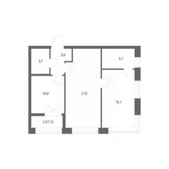 ЖК «NEWПИТЕР», планировка 2-комнатной квартиры, 60.51 м²