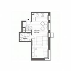 Апарт-комплекс «CitiMix Новокосино», планировка студии, 34.32 м²