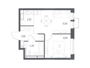 ЖК «Большое Путилково», планировка 1-комнатной квартиры, 32.24 м²