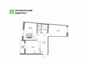 ЖК «Приморский квартал», планировка 2-комнатной квартиры, 66.68 м²