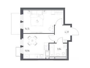 ЖК «Большое Путилково», планировка 1-комнатной квартиры, 33.32 м²