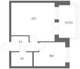 ЖК «NEWПИТЕР», планировка 1-комнатной квартиры, 47.12 м²