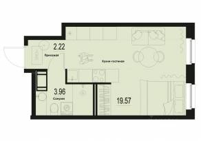 ЖК «ID Murino III», планировка студии, 25.75 м²