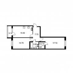 ЖК «Квартал Заречье», планировка 2-комнатной квартиры, 65.21 м²