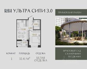 ЖК «Ультра Сити 3.0», планировка 1-комнатной квартиры, 32.41 м²
