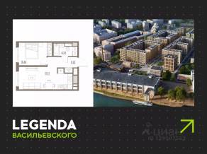 ЖК «LEGENDA Васильевского», планировка 1-комнатной квартиры, 37.10 м²