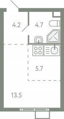 ЖК «Ново-Молоково», планировка студии, 26.60 м²