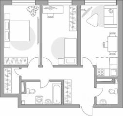ЖК «Тринити-3», планировка 3-комнатной квартиры, 70.04 м²