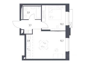 Апарт-комплекс «Верейская 41», планировка 1-комнатной квартиры, 36.18 м²