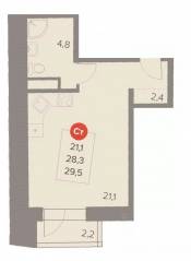 ЖК «Отлично», планировка студии, 29.50 м²