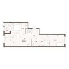 ЖК «Знатный», планировка 2-комнатной квартиры, 72.98 м²