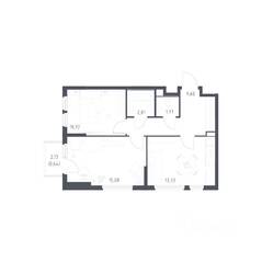 ЖК «Остафьево», планировка 2-комнатной квартиры, 53.95 м²