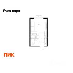 ЖК «Яуза парк (ПИК)», планировка студии, 24.40 м²