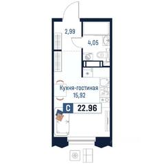 ЖК «Максималист», планировка студии, 22.96 м²