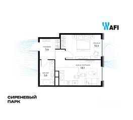 МФК «Сиреневый парк», планировка 2-комнатной квартиры, 42.40 м²