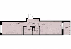 ЖК «ID Murino III», планировка 1-комнатной квартиры, 39.34 м²