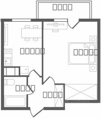 ЖК «Ювента», планировка 1-комнатной квартиры, 41.60 м²
