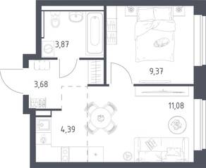 ЖК «Пригород Лесное», планировка 1-комнатной квартиры, 31.90 м²