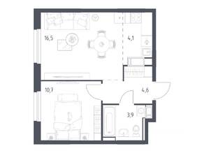 ЖК «Мытищи Парк», планировка 1-комнатной квартиры, 39.40 м²
