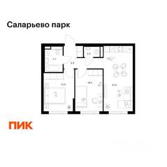 ЖК «Саларьево парк», планировка 2-комнатной квартиры, 49.40 м²