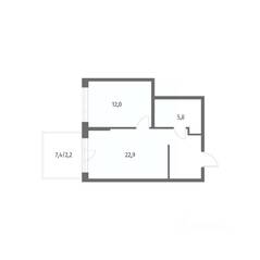 ЖК «NEWПИТЕР», планировка 1-комнатной квартиры, 42.90 м²