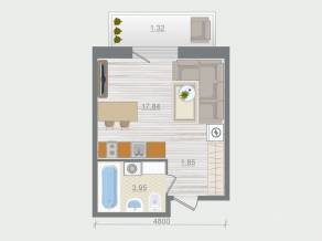 ЖК «Эко-квартал Гармония», планировка 1-комнатной квартиры, 24.97 м²